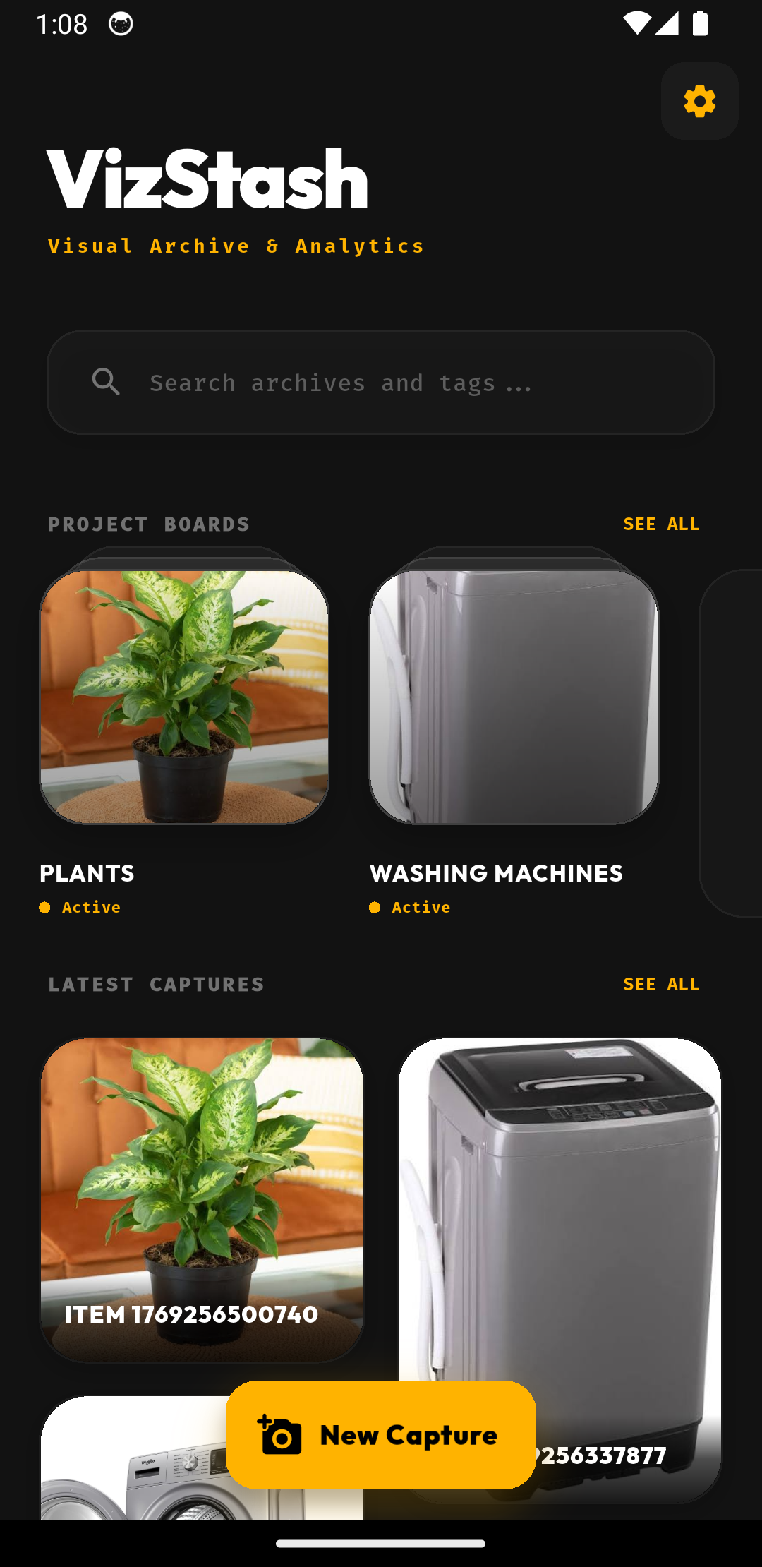 VizStash Mobile Dashboard